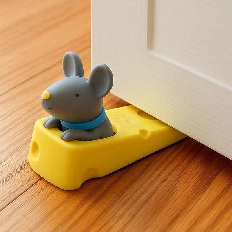 DomeStar Cute Mouse Stopper, Gray Mouse Door Stop Decorative Animal Doorstop Door Wedge - Image 3